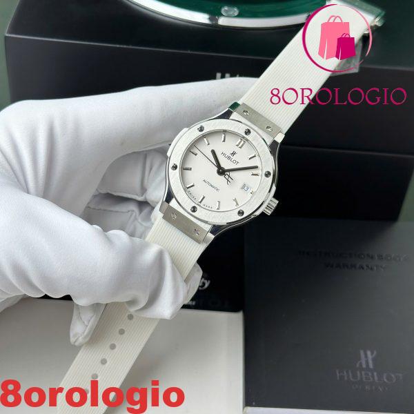Replica Hublot Classic Fusion Titanio Quadrante Bianco Cinturino in Gomma Bianca 38mm Orologio - immagine 3