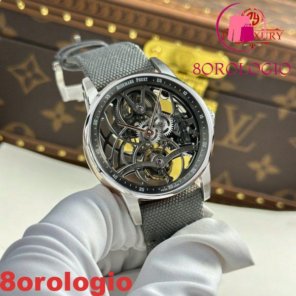 Audemars Piguet Code 11.59 Tourbillon Openworked 26600CR Quadrante Grigio Cinturino in Tessuto Migliore Replica 1:1 APPF 41mm Orologio - immagine 6