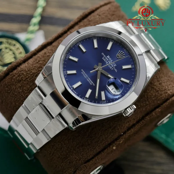 Rolex Datejust 126300 Quadrante Blu Lunetta Liscia Bracciale Oyster 1:1 Migliore Replica VSF 41mm Orologio - immagine 3