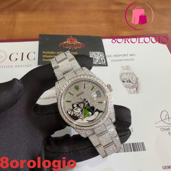 Rolex Datejust 126300 Bust Down Iced Out Diamanti di Moissanite Quadrante Monopoly Miglior Replica 41mm Orologio - immagine 7