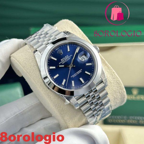 Replica Rolex Datejust 126300-0002 Quadrante Blu Luminoso Ghiera Liscia Jubilee VSF Migliore 41mm Orologio - immagine 3