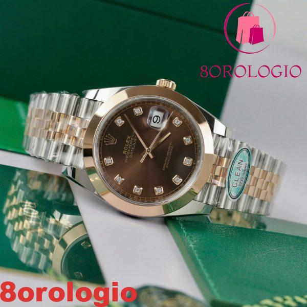 Rolex Datejust 126301-0004 Quadrante Cioccolato con Diamanti Bicolore Oro Rosa Lunetta Liscia Jubilee Miglior Replica 1:1 41mm Orologio - immagine 4