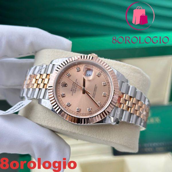 Rolex Datejust 126331 Quadrante Indici Diamanti Salmone 10K Oro Everose Avvolto Jubilee Migliore Replica 41mm Orologio - immagine 4