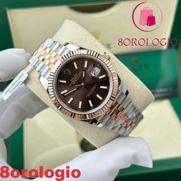 Replica Rolex Datejust 126331 Two Tone 10K Everose Gold Wrapped Chocolate Luminous Dial Jubilee Miglior Clone 41mm Orologio - immagine 4