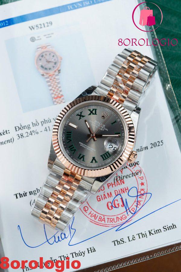 Rolex Datejust 126331 Bicolore 10K Oro Rosa Rivestito Quadrante Wimbledon Jubilee Replica 1:1 GMF 41mm Orologio - immagine 9