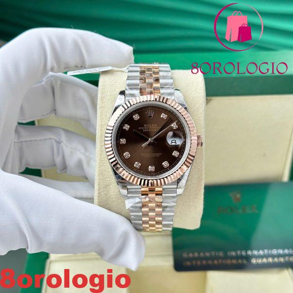 Rolex Datejust 126331 Due Toni Quadrante Cioccolato con Diamanti 10K Everose Gold Wrapped Jubilee Migliore Replica 41mm Orologio - immagine 6