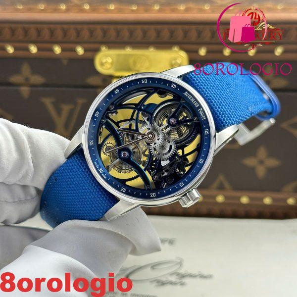 Audemars Piguet Code 11.59 Tourbillon Openworked 26600NB Cinturino in Tessuto Blu Elettrico 1:1 Migliore Replica APPF 41mm Orologio - immagine 5