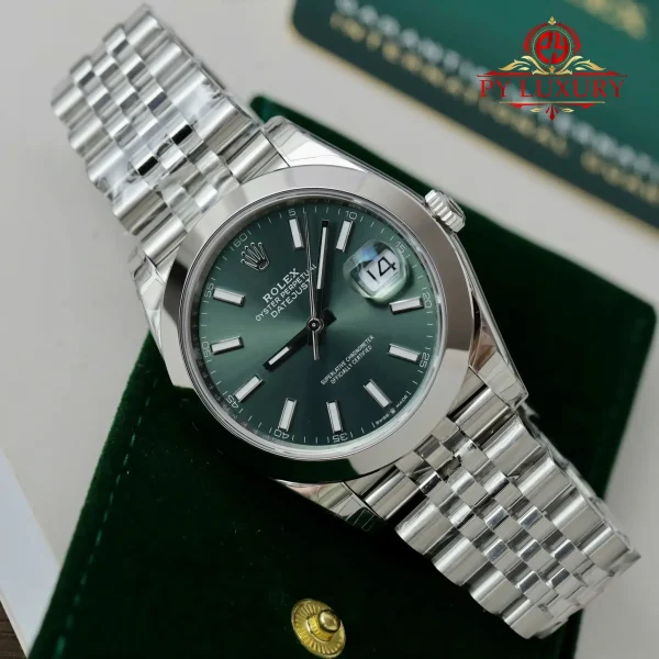 Rolex Datejust 126300 Quadrante Verde Menta Lunetta Liscia Bracciale Jubilee Migliore Replica VSF 41mm Orologio - immagine 5