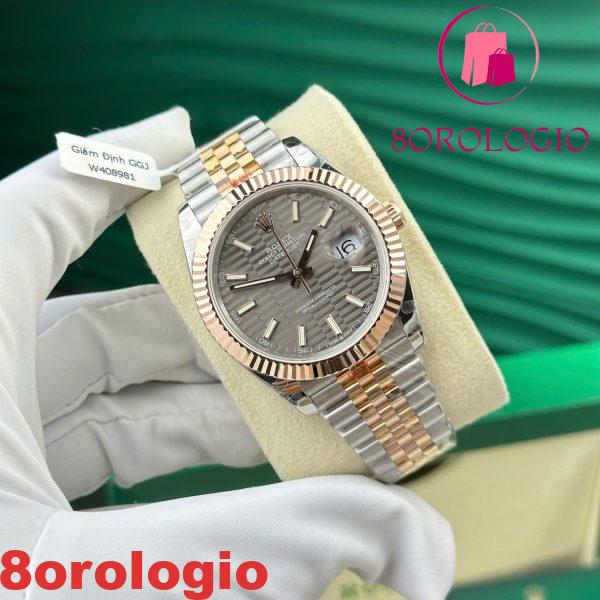 Rolex Datejust 126331 Bicolore Quadrante con Motivo Ardesia Indici 10K Everose Gold Wrapped Jubilee Miglior Replica 41mm Orologio - immagine 4