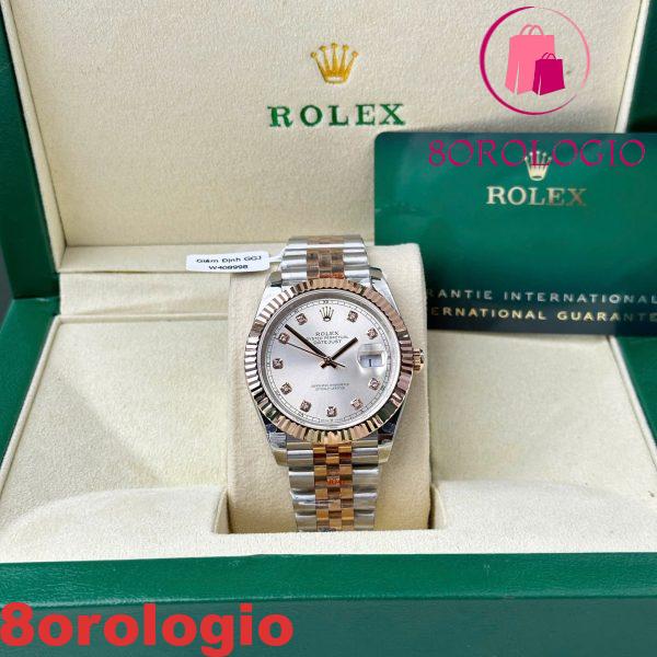 Rolex Datejust 126331 Two Tone Sundust Quadrante con Diamanti Oro Everose 10K Rivestito Jubilee Migliore Replica 41mm Orologio - immagine 6