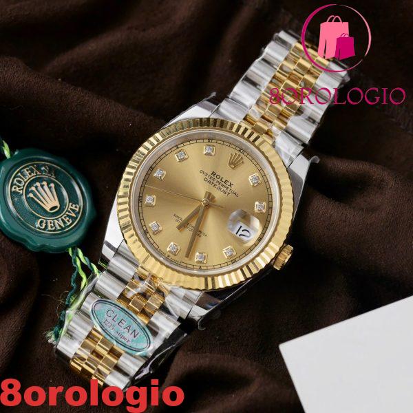 Rolex Datejust 126333 Due Toni Oro Giallo Quadrante Champagne con Diamanti Jubilee Miglior Replica Clean Factory 41mm Orologio - immagine 4