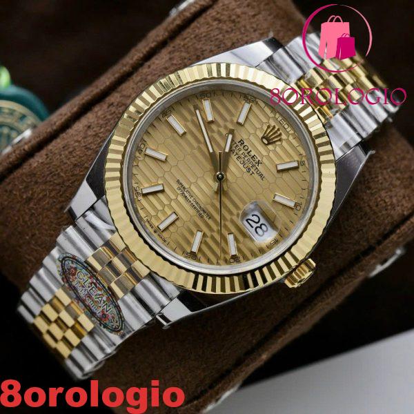 Rolex Datejust 126333 Due Toni Oro Giallo Quadrante Motivo Scanalato Jubilee Miglior Replica Clean Factory 41mm Orologio - immagine 5