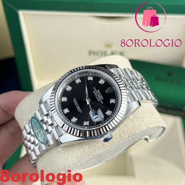 Replica migliore della fabbrica Clean Rolex Datejust 126334 quadrante nero diamanti Jubilee 41mm Orologio - immagine 7