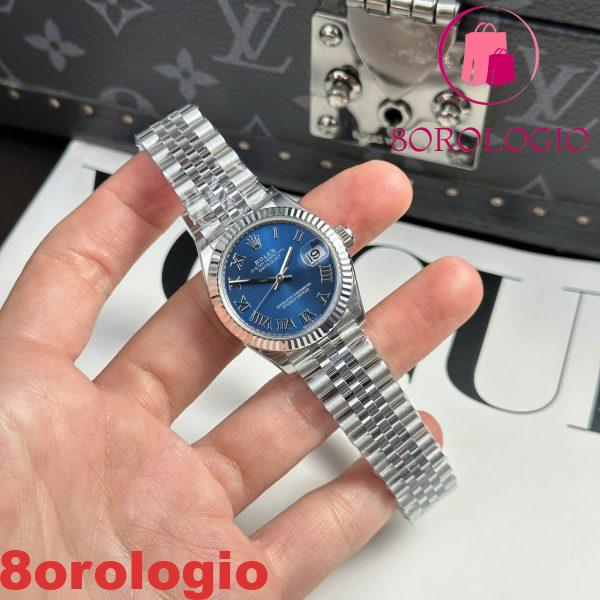 Rolex Datejust 278274 Quadrante Blu con Numeri Romani Ghiera Zigrinata Bracciale Jubilee Miglior Replica THB 31mm Orologio - immagine 8