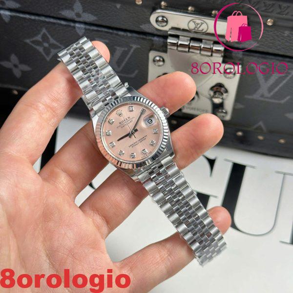 Rolex Datejust 278274 Quadrante Rosa con Diamanti Lunetta Zigrinata Bracciale Jubilee Migliore Replica THB 31mm Orologio - immagine 7