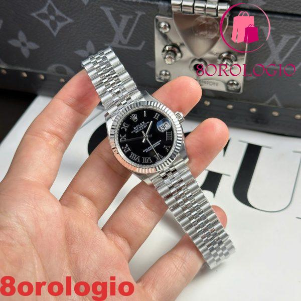 Replica Rolex Datejust 278274-0002 Quadrante Nero Romano Lunetta Zigrinata Bracciale Jubilee Migliore THB 31mm Orologio - immagine 7