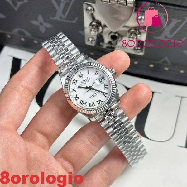 Rolex Datejust 278274-0010 Quadrante Bianco Numeri Romani Ghiera Zigrinata Bracciale Jubilee Miglior Replica THB 31mm Orologio - immagine 7