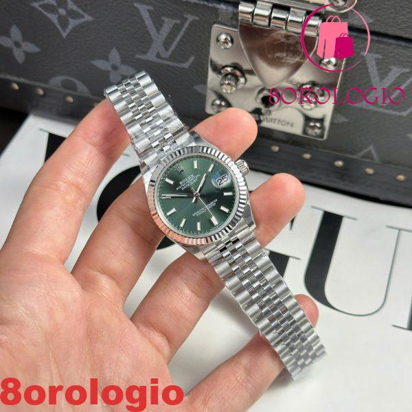 Rolex Datejust 278274-0018 Quadrante Verde Menta Lunetta Zigrinata Bracciale Jubilee Migliore Replica THB 31mm Orologio - immagine 8
