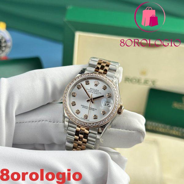Replica Rolex Datejust 278381RBR-0016 Bicolore Oro Rosa Quadrante Argento Ghiera con Diamanti Jubilee 31mm Orologio - immagine 4