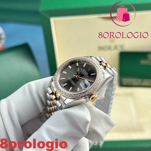 Replica Rolex Datejust 278381RBR-0018 Due Toni Oro Rosa Quadrante Ardesia Ghiera con Diamanti Bracciale Jubilee 31mm Orologio - immagine 4