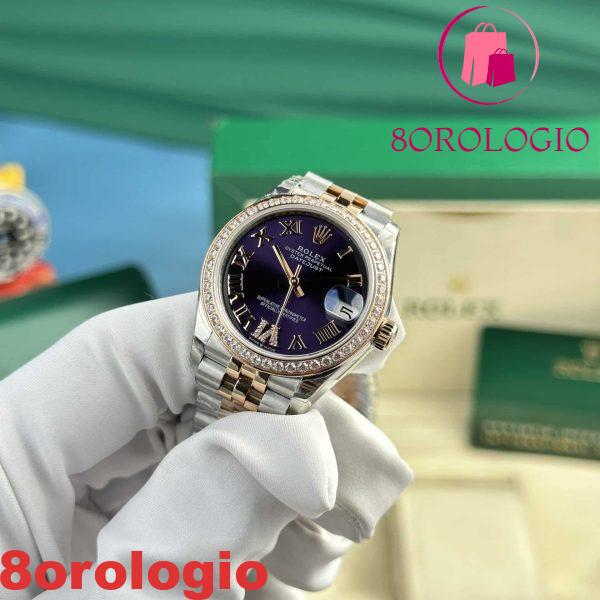 Replica Rolex Datejust 278381RBR-0020 Bicolore Quadrante Viola Romani Ghiera Diamanti Jubilee 31mm Orologio - immagine 4