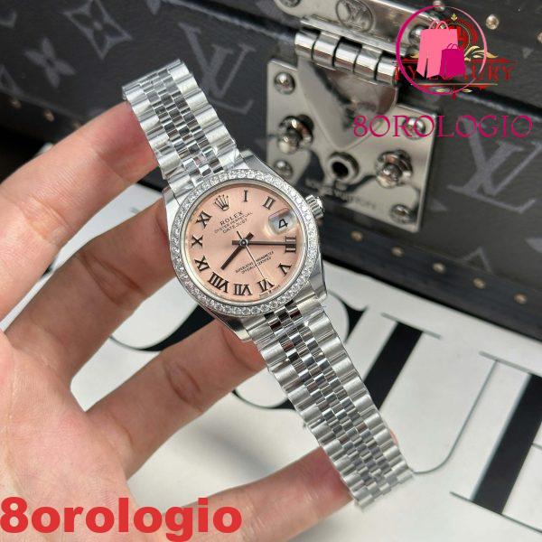 Replica Rolex Datejust 278384RBR Quadrante Romano Rosa Lunetta in Diamanti Bracciale Jubilee 31mm 1:1 Migliore THB Orologio - immagine 6
