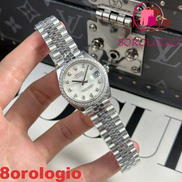 Replica migliore 1:1 Rolex Datejust 278384RBR Quadrante in Madreperla Bianca Lunetta con Diamanti Bracciale Jubilee 31mm THB Orologio - immagine 6