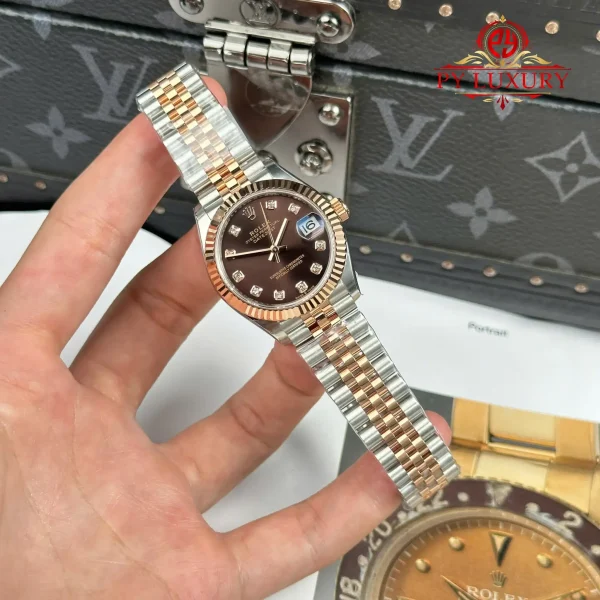 Replica migliore 1:1 Rolex Datejust 278271 Bicolore Oro Rosa Quadrante in Cioccolato con Diamanti Bracciale Jubilee 31mm THB Orologio - immagine 4