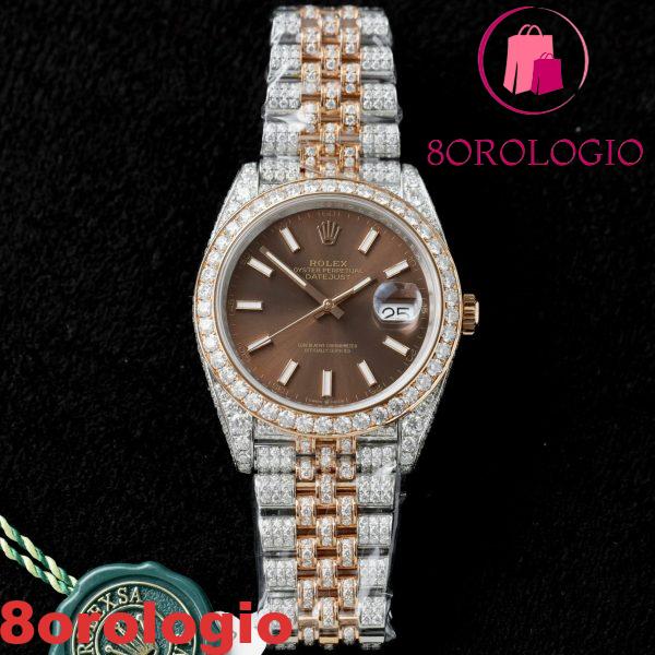 Rolex Datejust 41 Two Tone Quadrante Cioccolato 18K Placcato Oro Iced Out Moissanite Migliore Replica 41mm Orologio - immagine 8