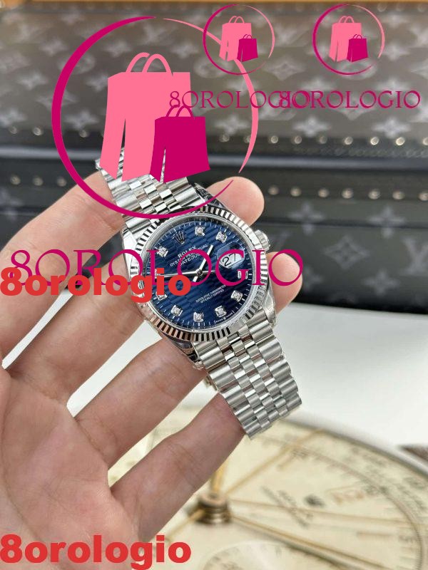 Rolex Datejust Quadrante Blu con Motivo Diamanti Jubilee Alta Qualità Replica 36mm Orologio - immagine 6