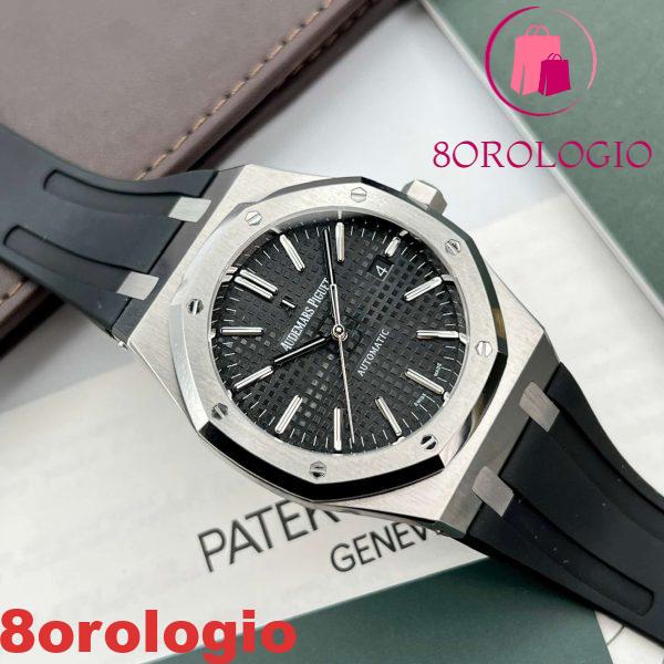 Audemars Piguet Royal Oak 15400ST Cinturino in Gomma Quadrante Nero Migliore Replica APS Factory 41mm Orologio - immagine 5