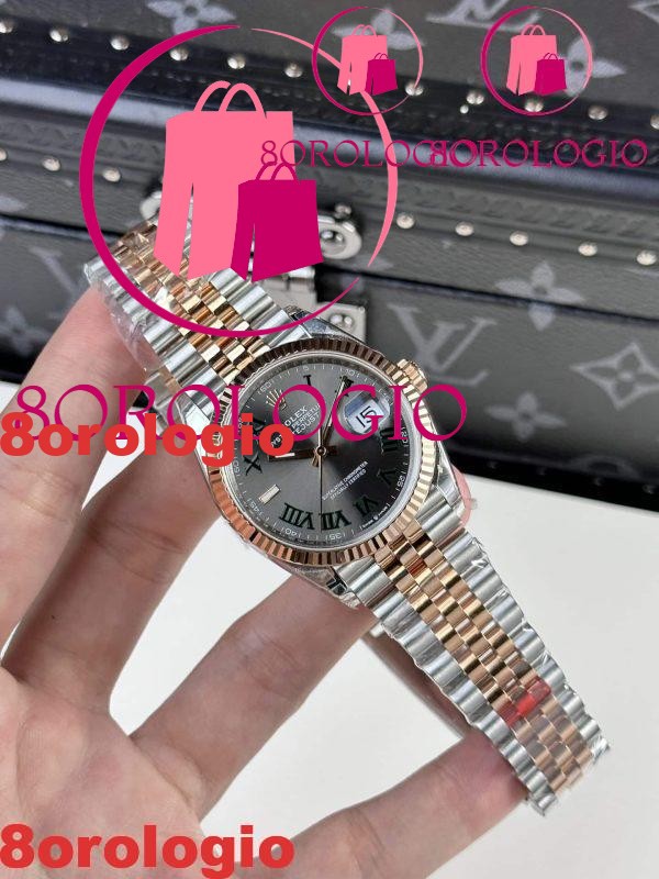 Rolex Datejust Wimbledon Due Toni Oro Rosa Jubilee Miglior Replica 36mm Orologio - immagine 4