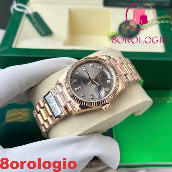 Rolex Day-Date 128235-0050 Oro Rosa Quadrante Grigio Ardesia con Diamanti 158g Replica di Alta Qualità QF 36mm Orologio - immagine 4