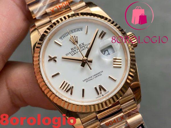 Replica Rolex Day-Date 128235-0070 Oro Rosa Quadrante Bianco 158g Super Clone QF 36mm Orologio - immagine 4