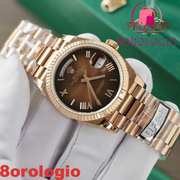 Rolex Day-Date 128235-0075 Quadrante Roman Ombré Marrone 158g Migliore Replica QF 36mm Orologio - immagine 5