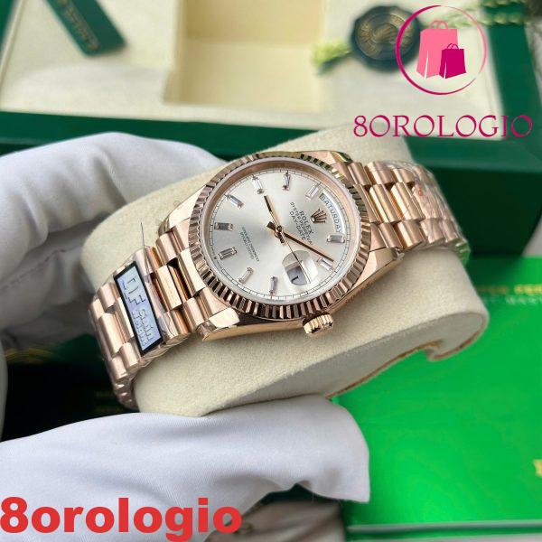 Replica di Rolex Day-Date 128235-0087 Quadrante Argento con Diamanti Oro Rosa 158g Migliore Qualità QF 36mm Orologio - immagine 4