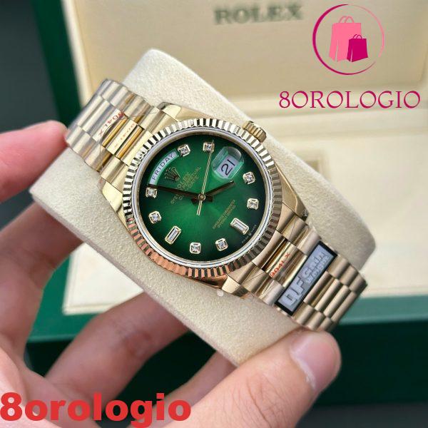 Replica Rolex Day-Date 128238-0069 Oro Giallo Quadrante Verde Ombré con Diamanti 158g Super Clone QF 36mm Orologio - immagine 3