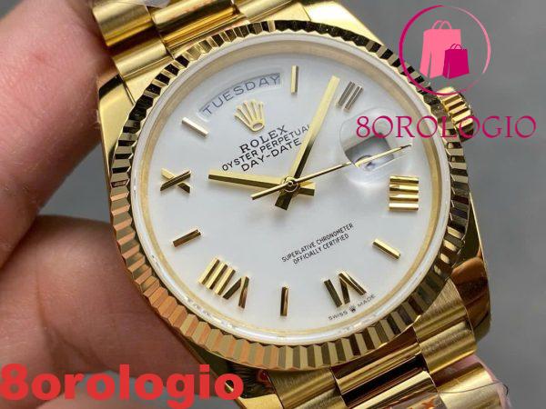 Rolex Day-Date 128238-0113 Oro Giallo Quadrante Bianco 158g 1:1 Migliore Replica QF 36mm Orologio - immagine 4