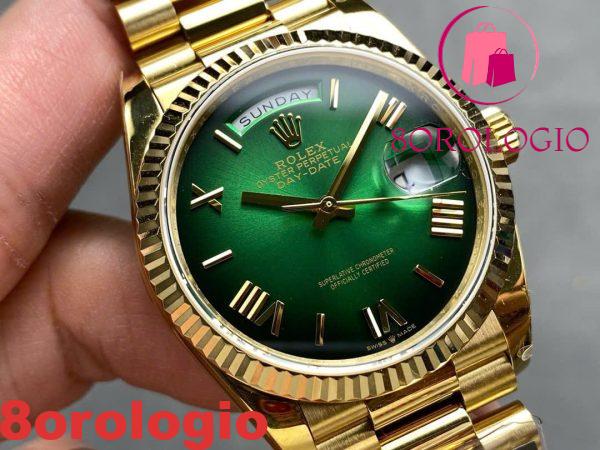 Rolex Day-Date 128238-0118 Oro Giallo Quadrante Verde Ombré Romano 158g Migliore Replica QF 36mm Orologio - immagine 4