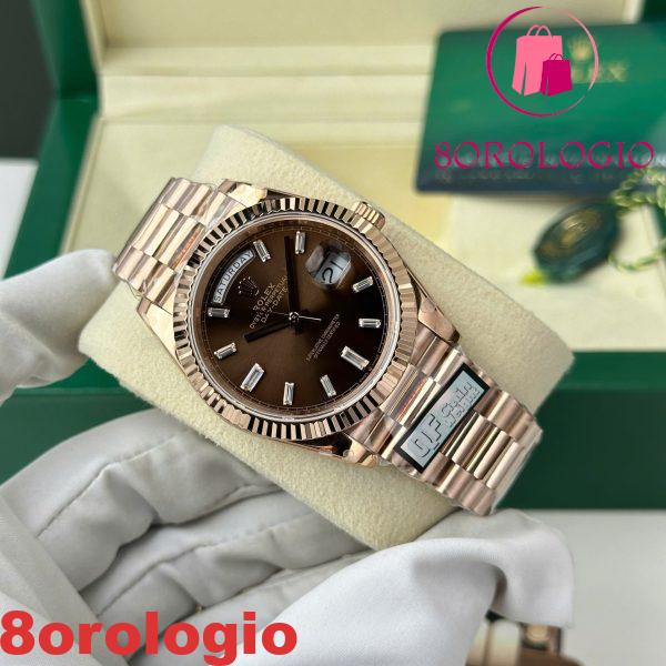 Rolex Day-Date 228235-0003 Quadrante Cioccolato con Diamanti Oro Rosa 186g Migliore Replica Q Factory 40mm Orologio - immagine 5
