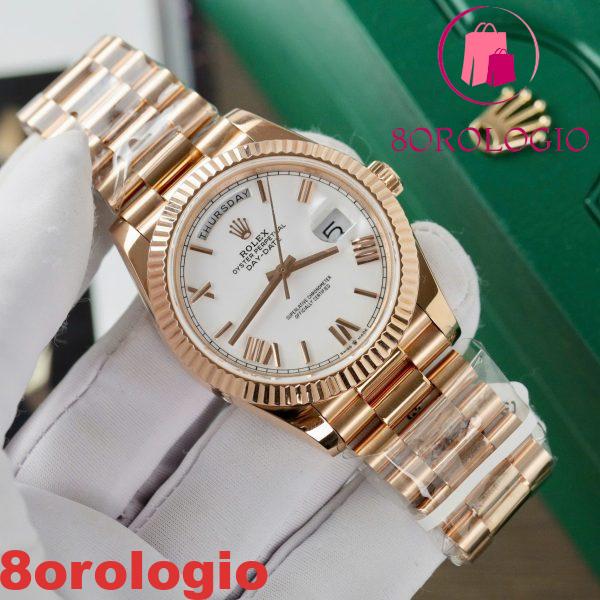 Rolex Day-Date 228235-0032 Quadrante Bianco con Indici Romani 18K Oro Rosa Rivestito Miglior Replica V3 GMF 40mm Orologio - immagine 4