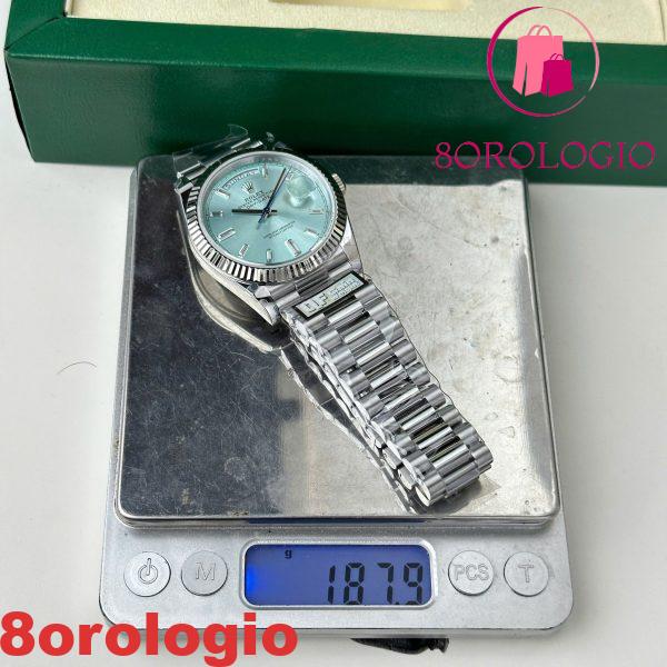 Replica Migliore Rolex Day-Date 228236-0006 Q Factory Quadrante Blu Ghiaccio con Baguette 188g 40mm Orologio - immagine 5