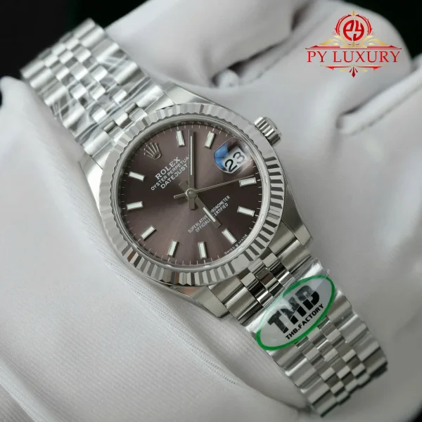 Rolex Datejust 278274 Quadrante Grigio Scuro Lunetta Zigrinata Bracciale Jubilee Miglior Replica THB 31mm Orologio - immagine 5
