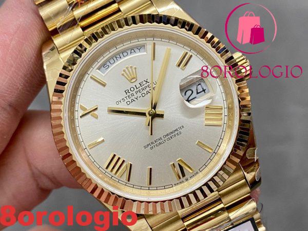 Replica di alta qualità Rolex Day-Date 228238-0002 Oro Giallo Quadrante Argento 184g 40mm Orologio - immagine 4