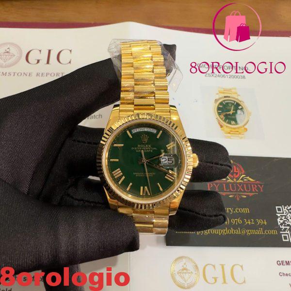 Rolex Day-Date 228238-0061 Quadrante Verde Romano Oro Giallo 18K Rivestito Miglior Replica V3 GMF 40mm Orologio - immagine 8