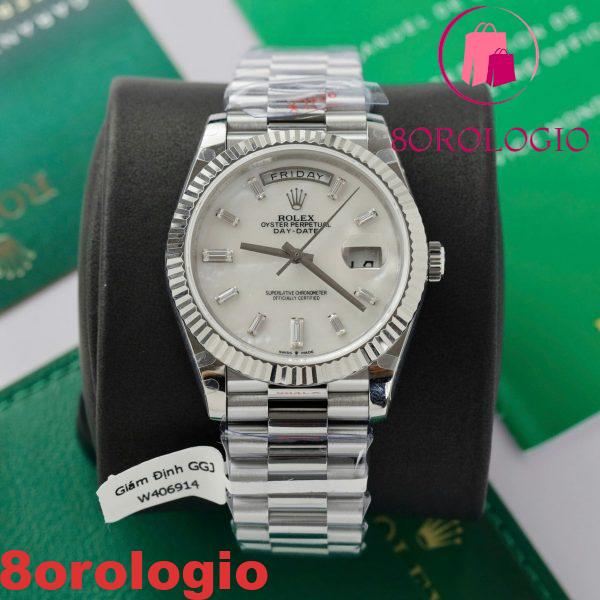 Rolex Day-Date 228239 Quadrante MOP Baguette Moissanite Indici GMF V3 Migliore Replica 40mm Orologio - immagine 5