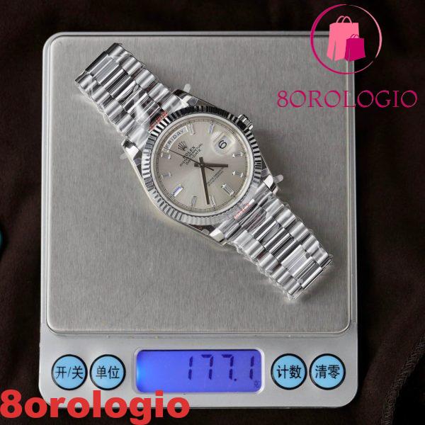 Rolex Day-Date 228239 Quadrante Baguette Argento 177g Migliore Replica V3 GMF 40mm Orologio - immagine 7