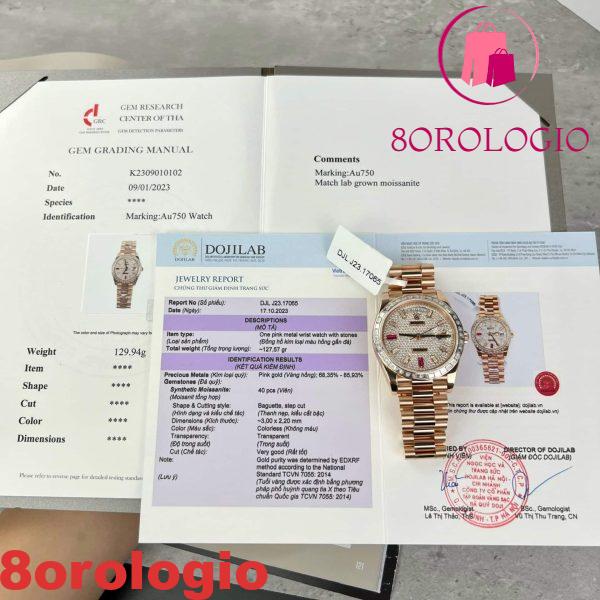 Rolex Day-Date 228345RBR replica in oro 18K personalizzato con moissanite a baguette 40mm Orologio - immagine 6
