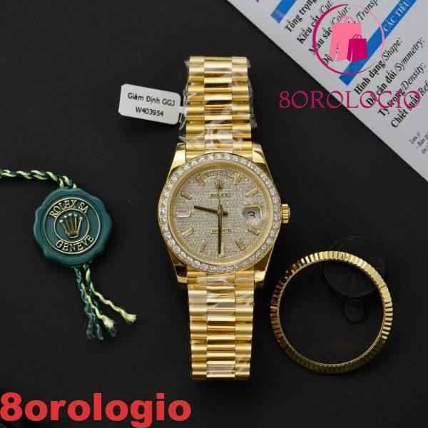 Rolex Day-Date 228348RBR-0037 Quadrante Pavé di Diamanti 18k Oro Avvolto Replica Personalizzata Moissanite GMF V3 Super Clone 40mm Orologio - immagine 6