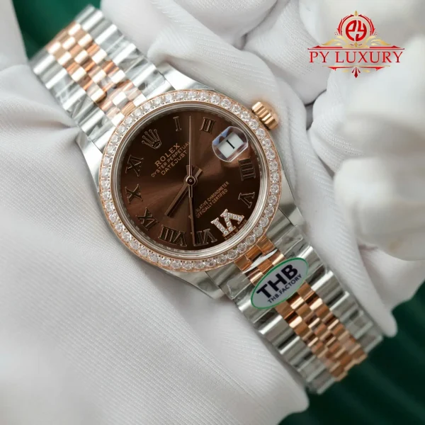 Rolex Datejust 278381RBR-0006 Due Tono Quadrante Cioccolato Ghiera con Diamanti Jubilee Miglior Replica THB 31mm Orologio - immagine 5